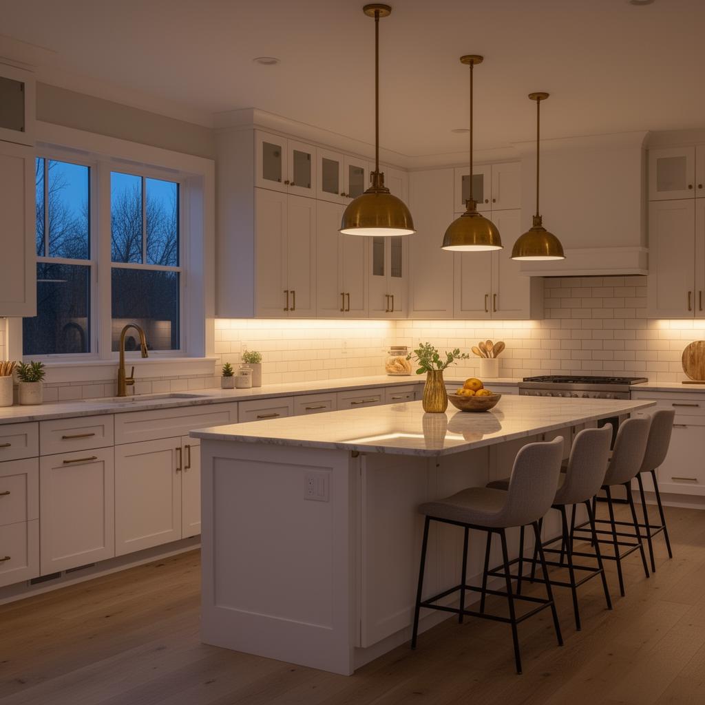 Modern living room with installed lighting